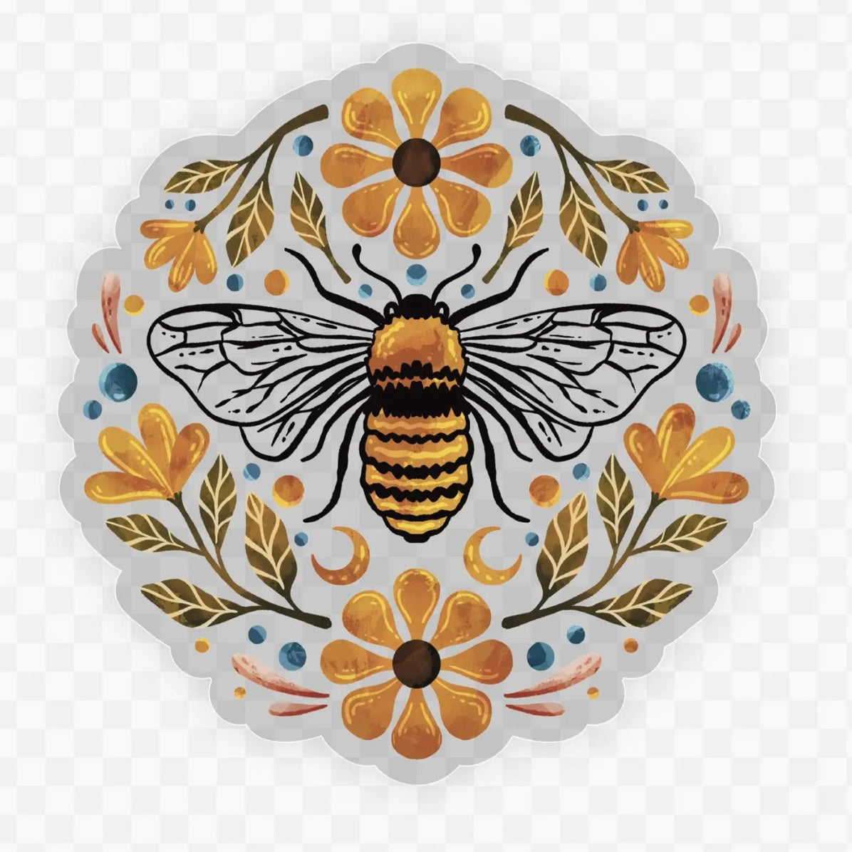 Floral Bee Premium Vinyl Stickers