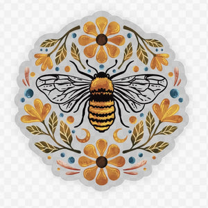 Floral Bee Premium Vinyl Stickers