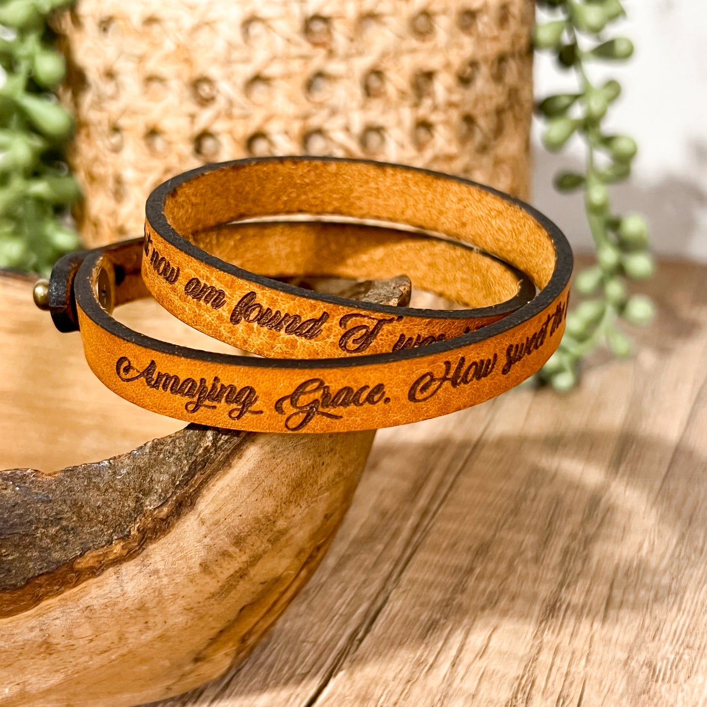 Amazing Grace Double Wrap Leather Bracelet