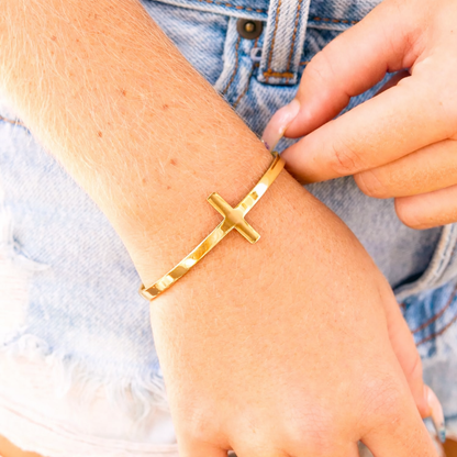 Philippians 4:13 Cross Cuff Bracelet - Waterproof