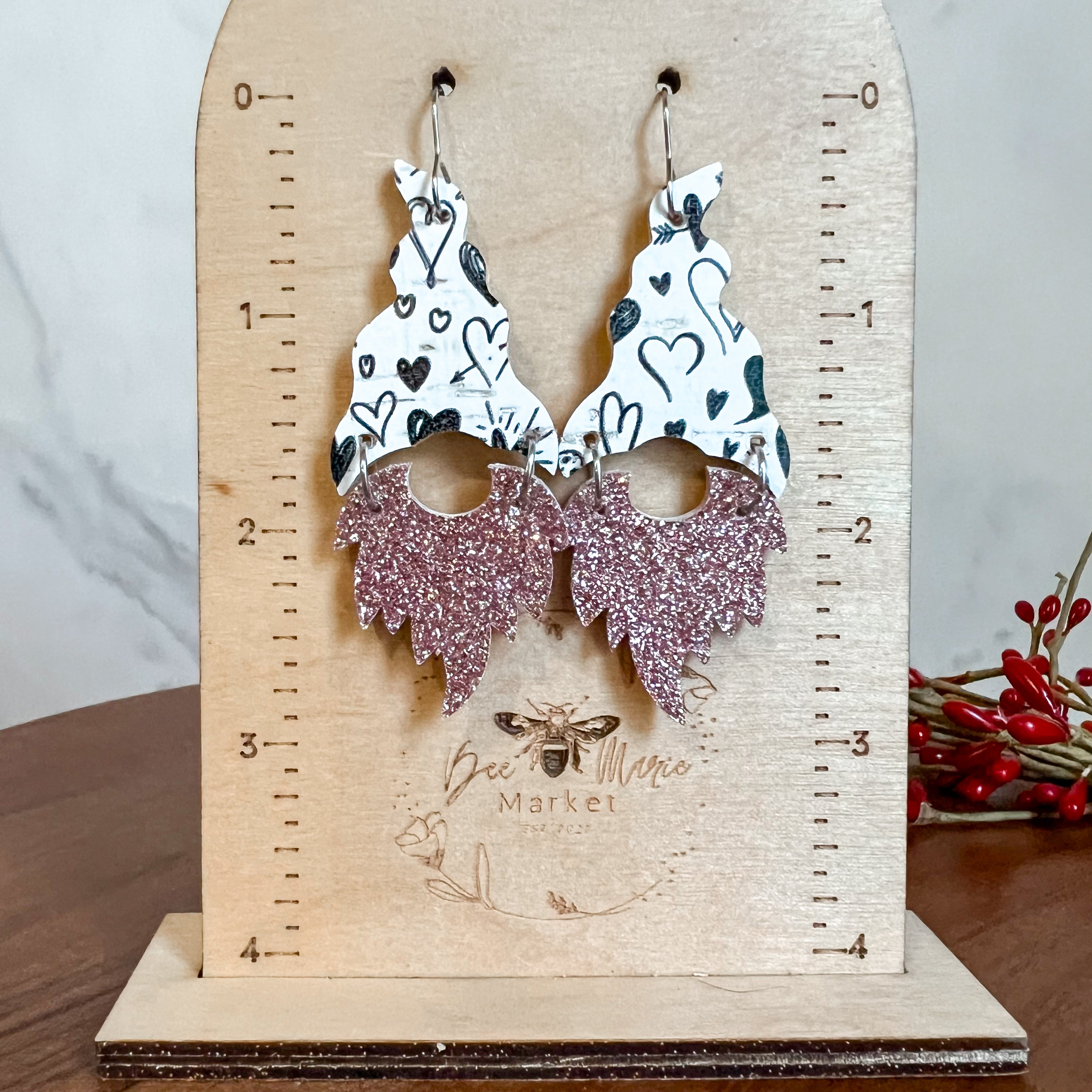 Fine Bearded Valentine Gnome Earrings