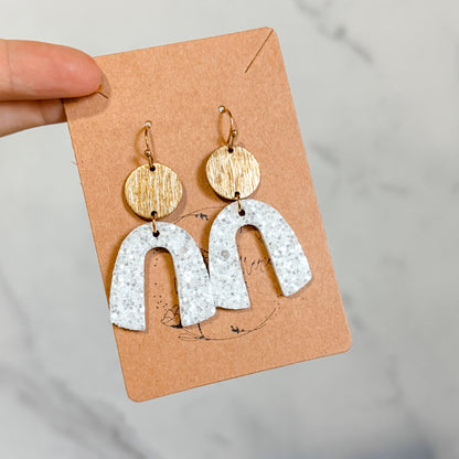 White Glitter Arch Earrings
