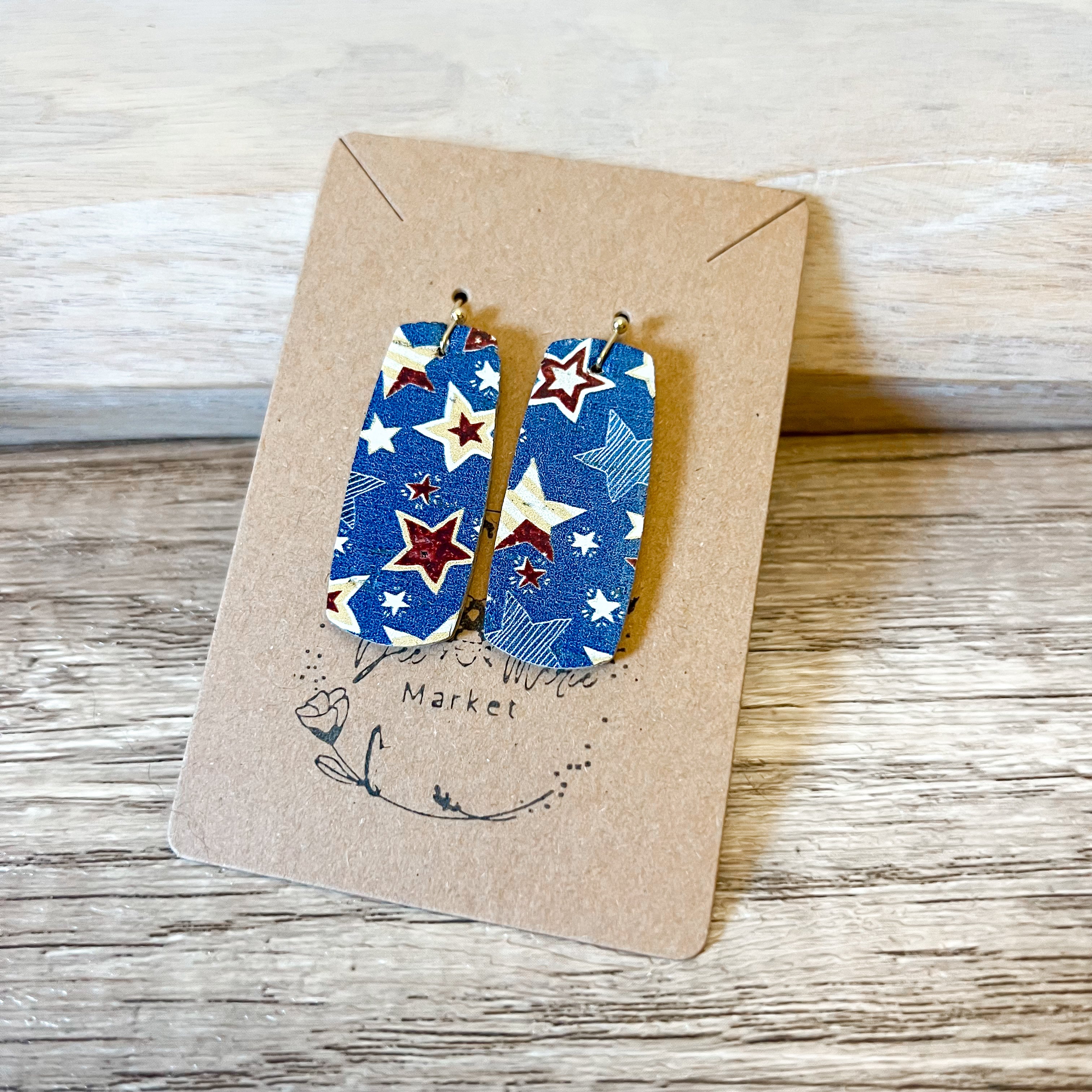 Blue Star Bar Handmade Earrings