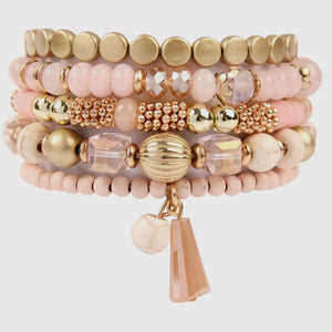 Light Pink Stacked Beaded Bracelet Set