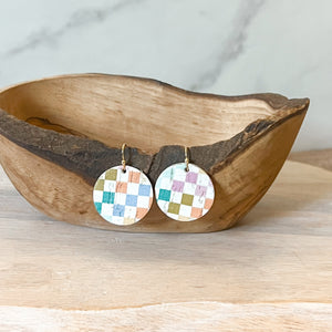 Candy Checkered Round Earrings