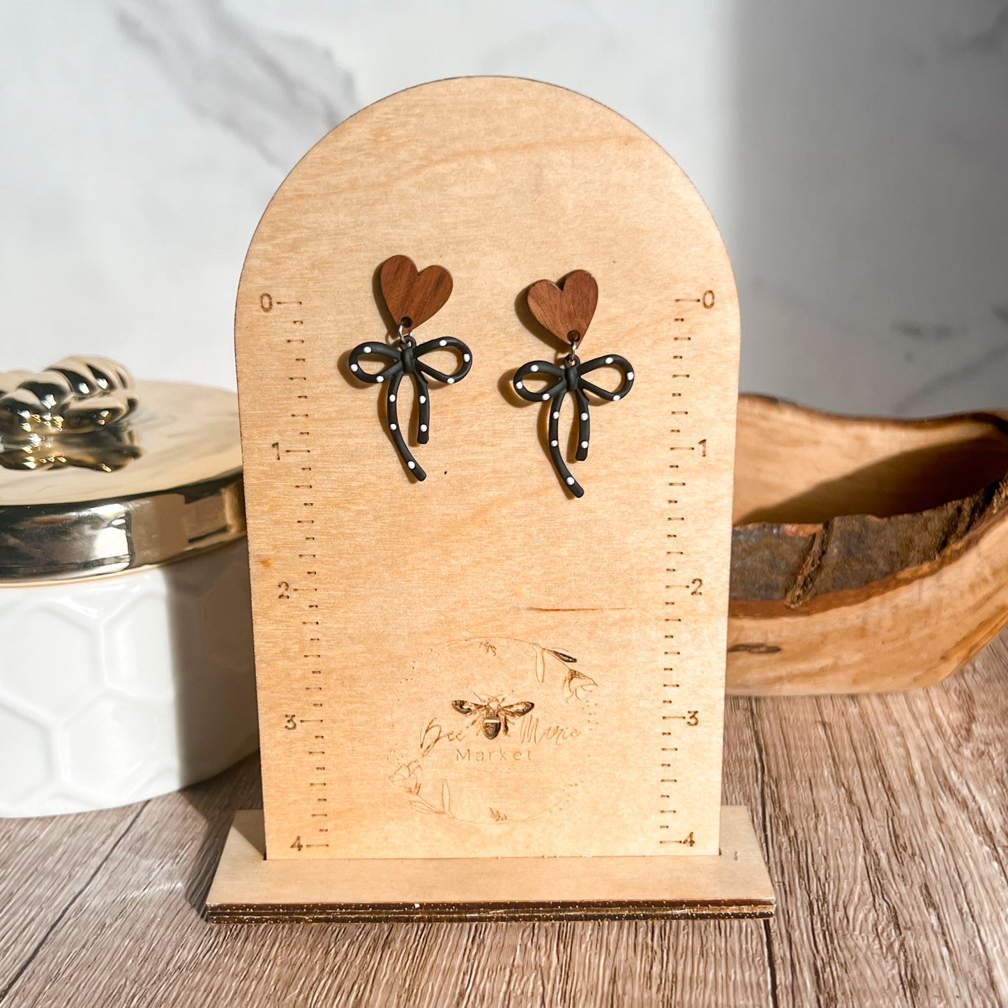 Darla Black & White Polka Dot Heart Earrings