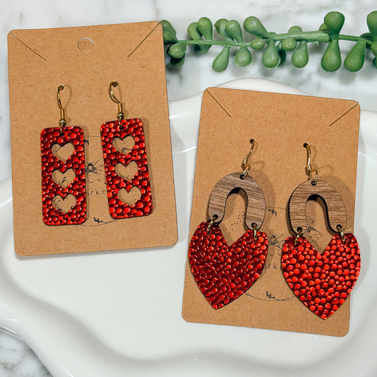Red Valentine Pebble Heart Drops