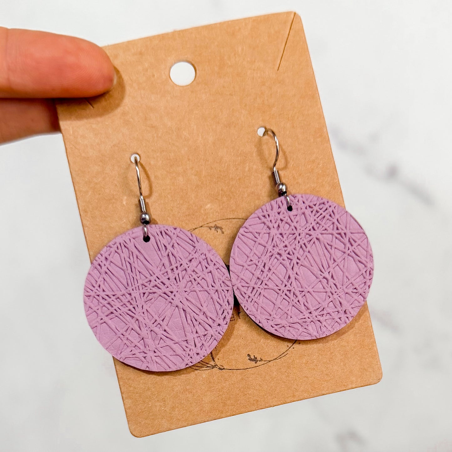 Lavender Sketch Leather Earrings