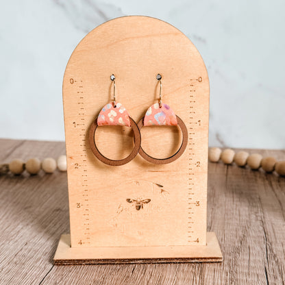 Peach Animal Print Wood Hoops