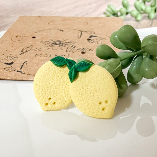 Handmade Clay Lemon Stud Earrings