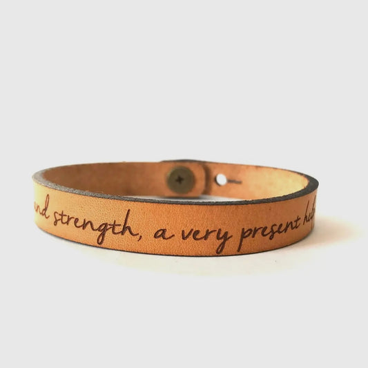 God is Our Refuge Psalm 46:1 Leather Bracelet