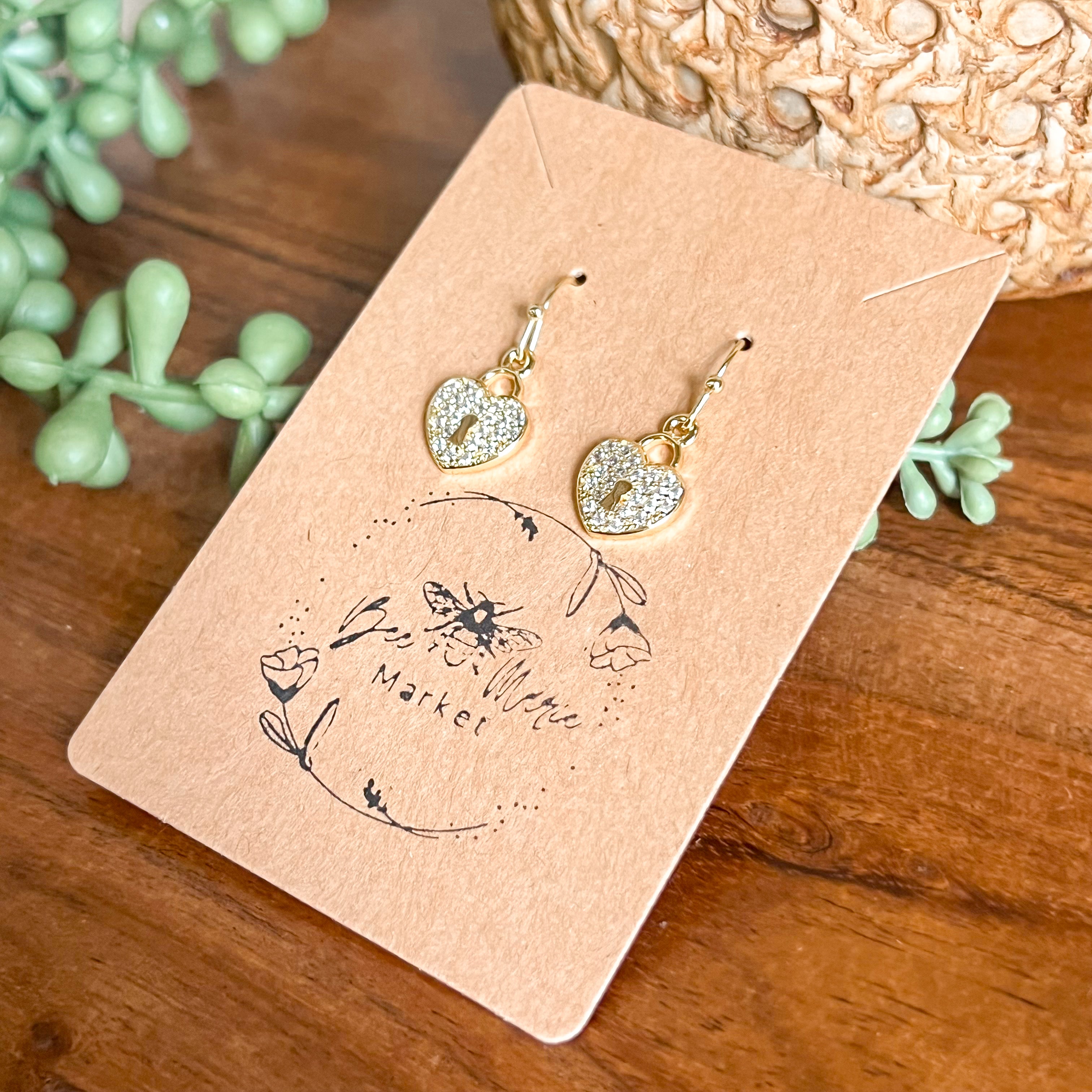 Locked in Love Dainty Heart Earrings