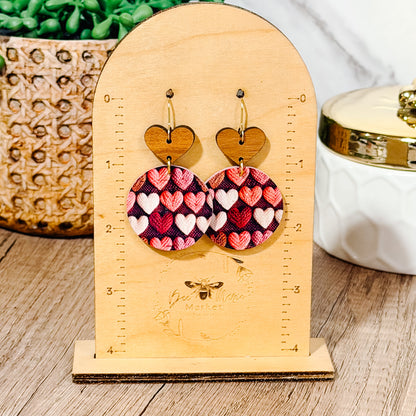 Embroidered Heart Dangle Earrings