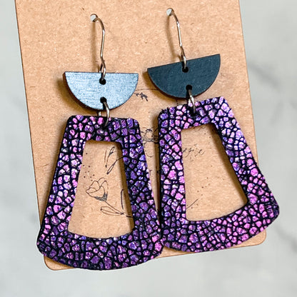 Grape Crackle Geo Hoops