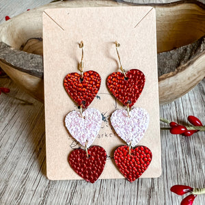 Penny Pebbled Heart Drop Earrings