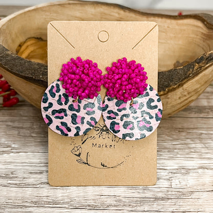 Peggy Pink Leopard Earrings