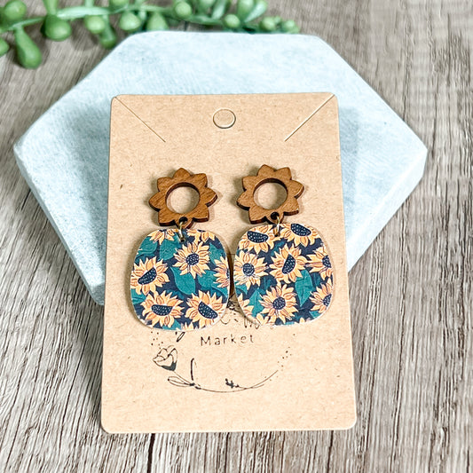 Sunflower Stud Drop Earrings