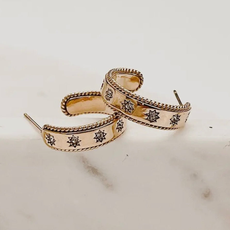 Waterproof Retro Star Hoop Earrings