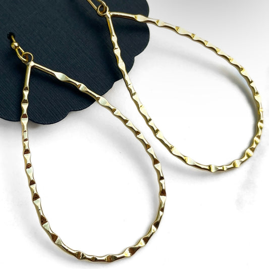 Nora Hammered Gold Teardrop Hoops