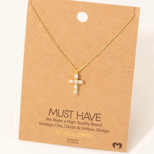 Rhinestone Cross Pendant Necklace