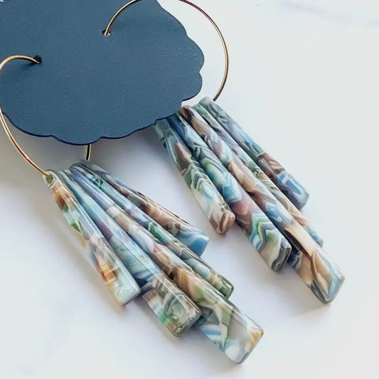 Aubrey Aqua Marble Hoop Dangles