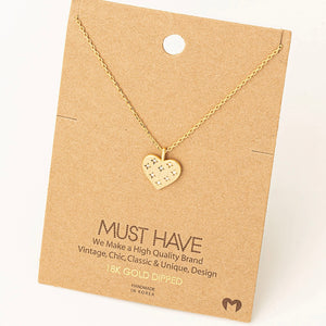 18K Gold Dipped Heather Heart Necklace