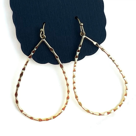 Nora Hammered Gold Teardrop Hoops