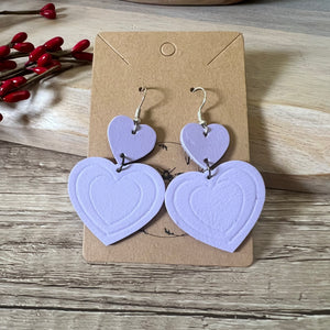 Lavendar Candy Heart Puffer Earrings