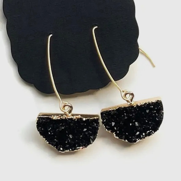 Black Crystal Half Moon Drops