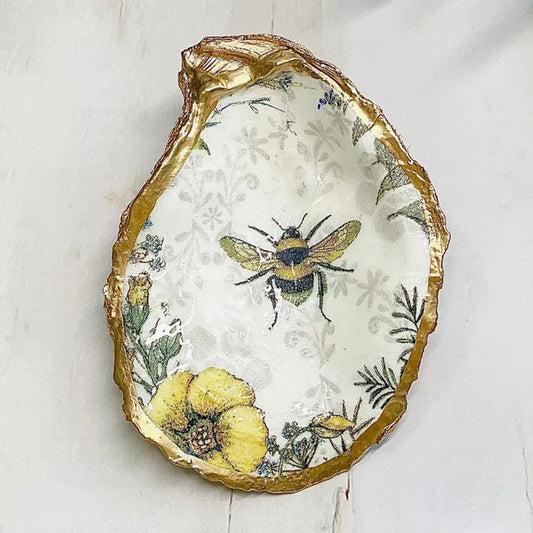 Bee and Wildflowers Oyster Trinket Dish