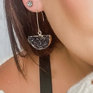 Black Crystal Half Moon Drops