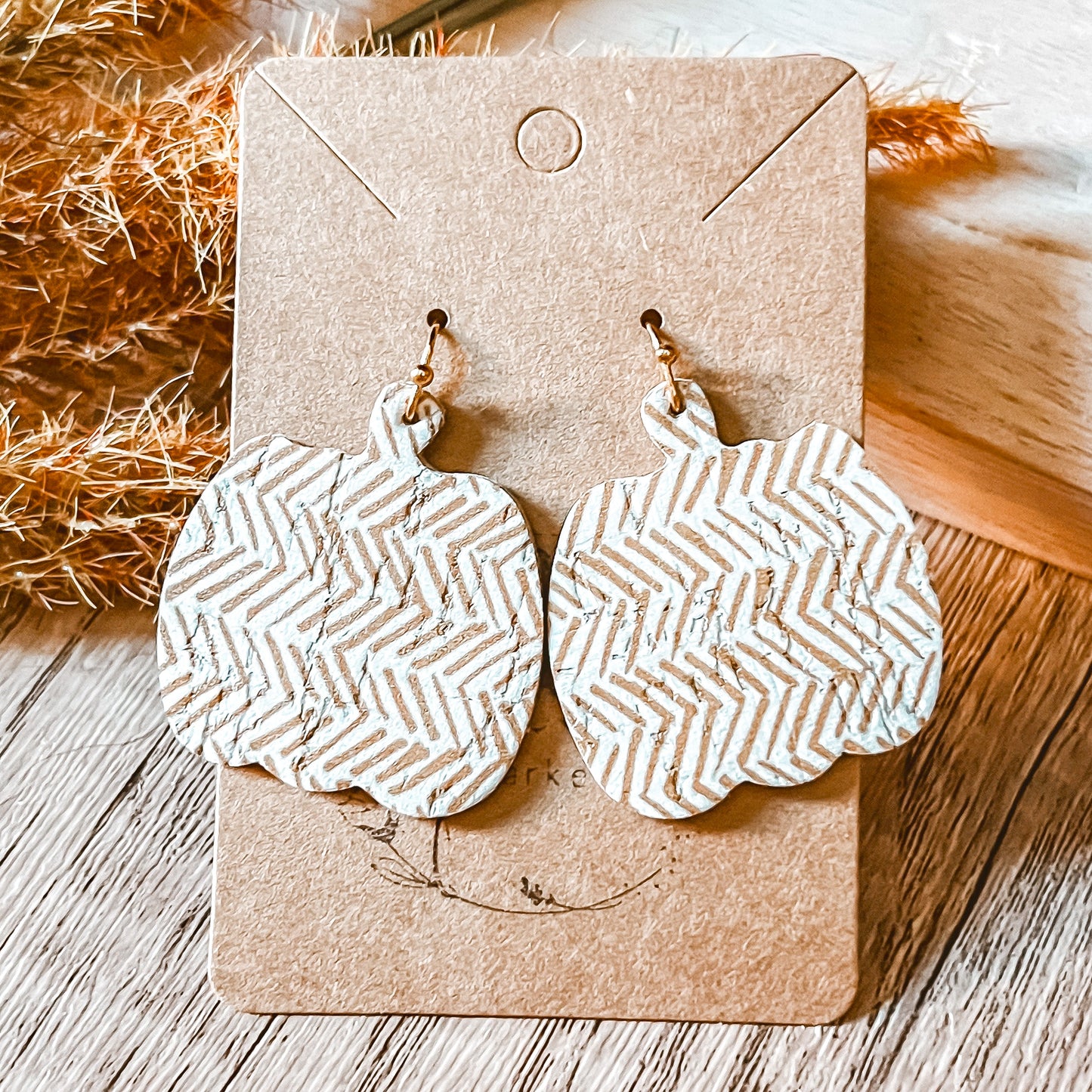 Honey Broken Chevron Pumpkin Earrings