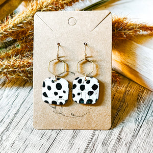 Dalmatian Hexagon Earrings