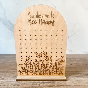 You Deserve to Bee Happy Wooden Earring Holder & Stand