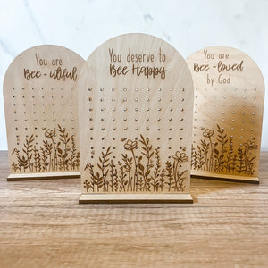 You Deserve to Bee Happy Wooden Earring Holder & Stand