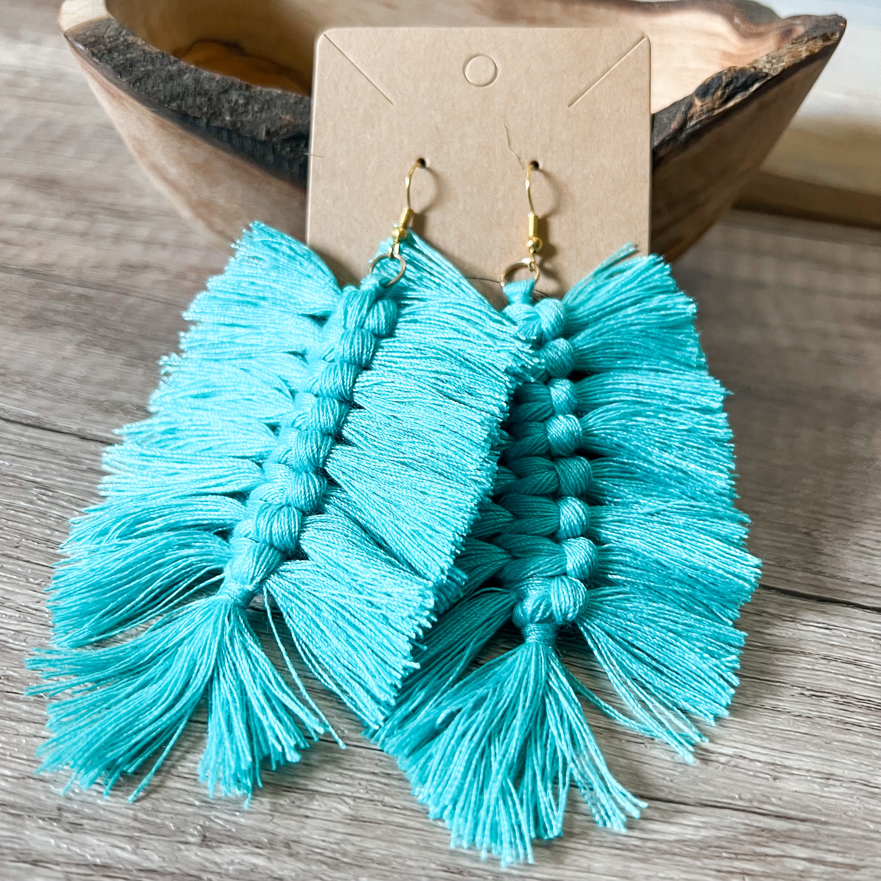 Tiffany Turquoise Fringe Tassel Earrings