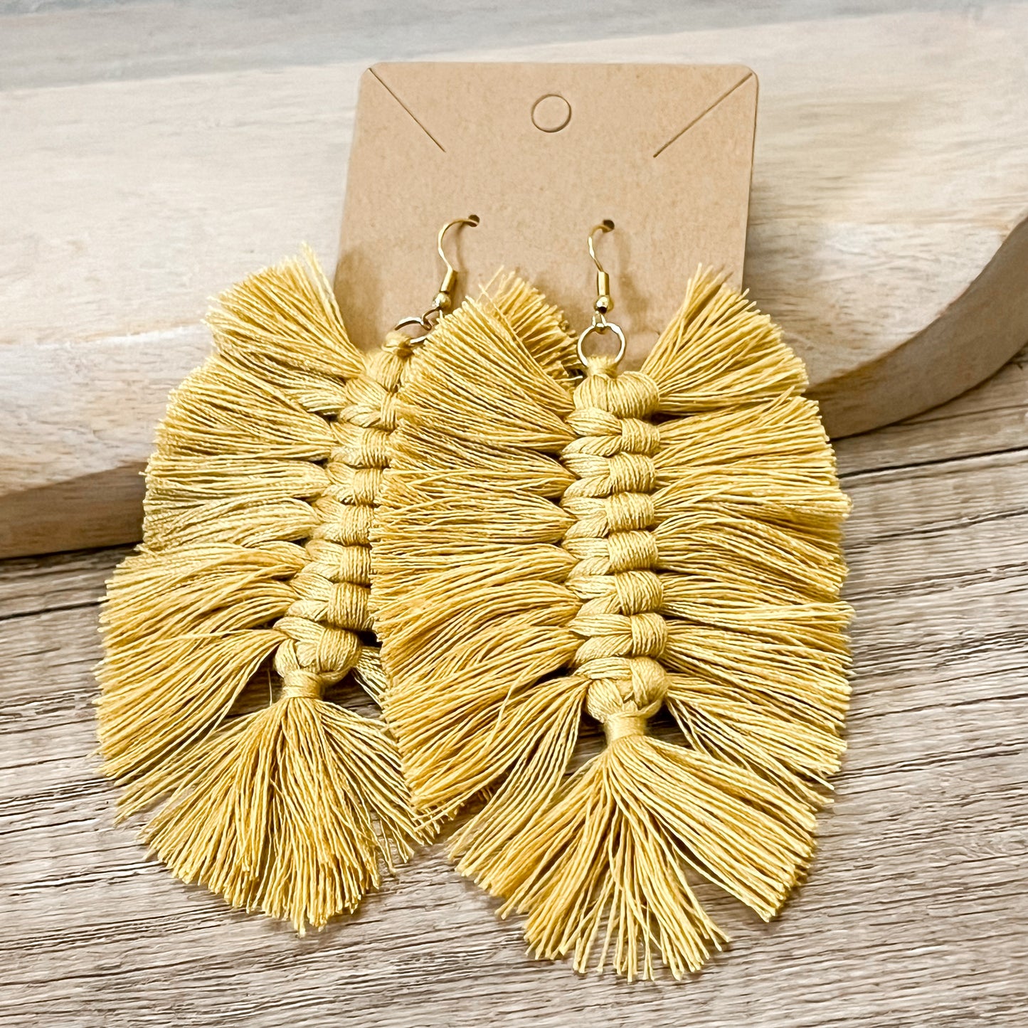 Michelle Mustard Yellow Fringe Tassel Earrings