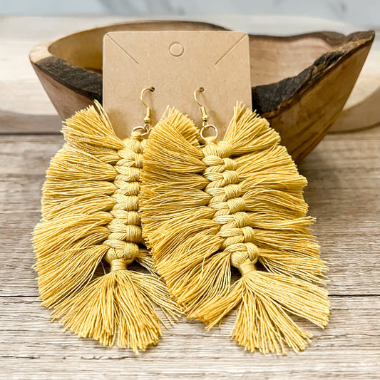 Michelle Mustard Yellow Fringe Tassel Earrings