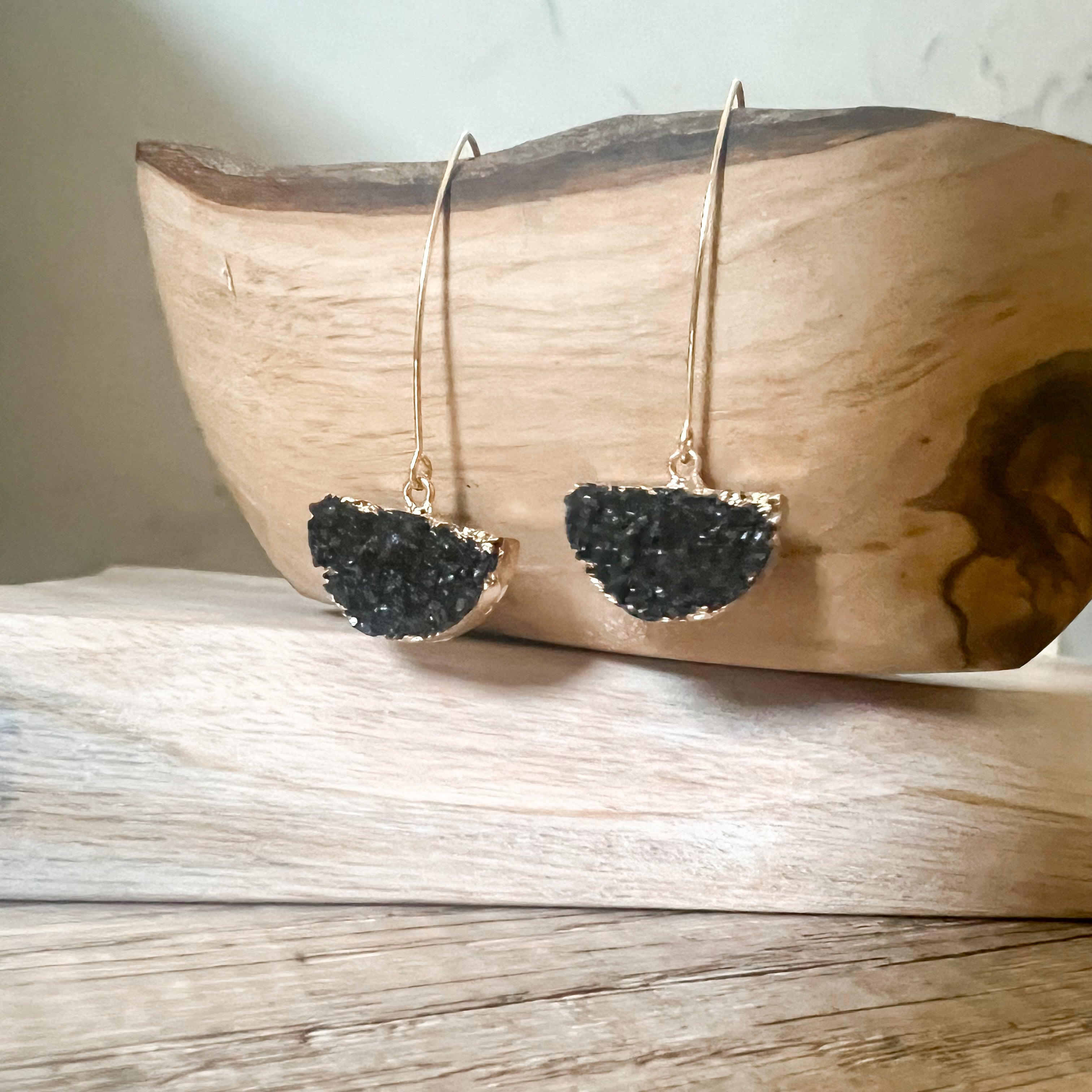 Black Crystal Half Moon Drops