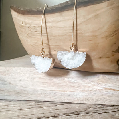 White Crystal Half Moon Drops