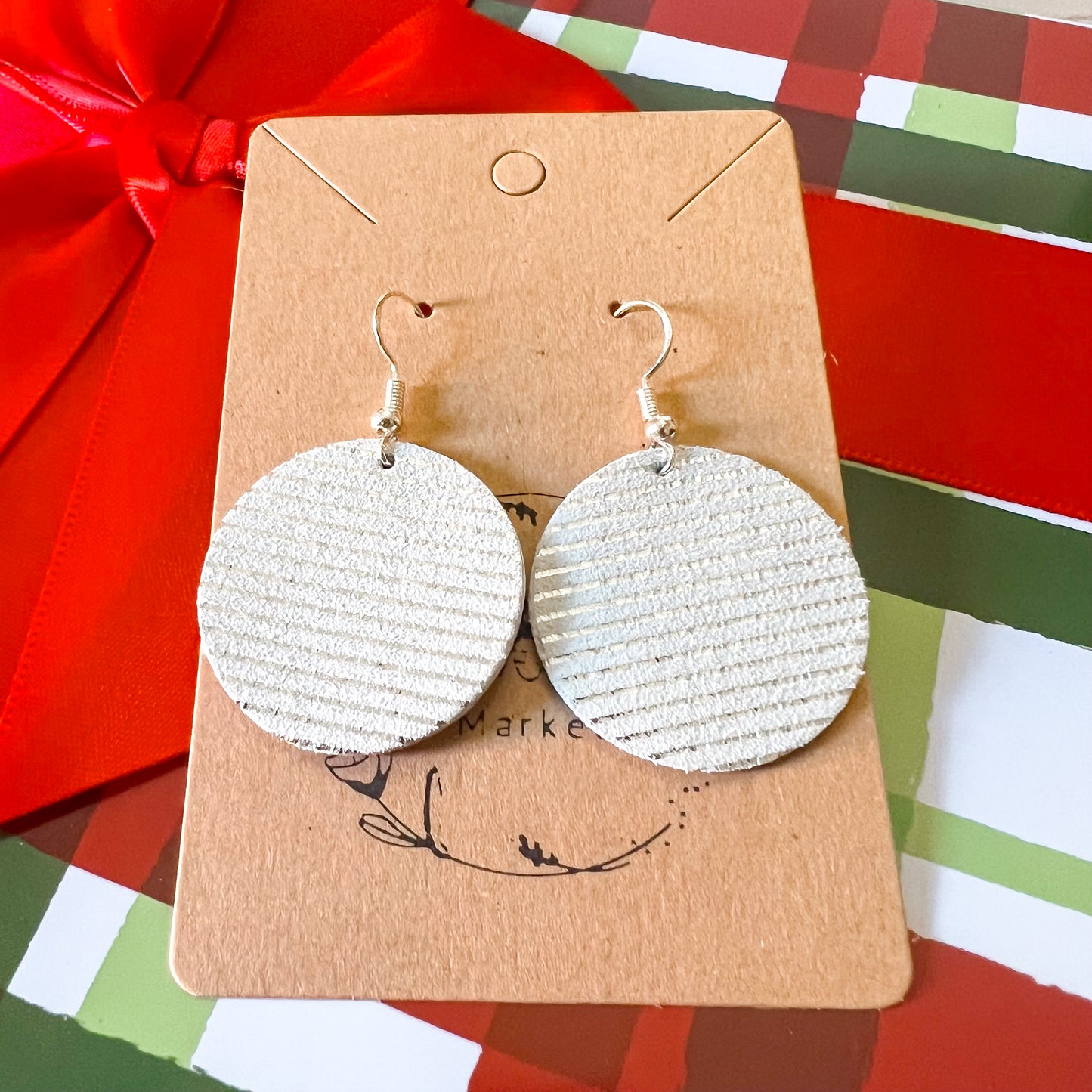 Silver Veverly Leather Earrings