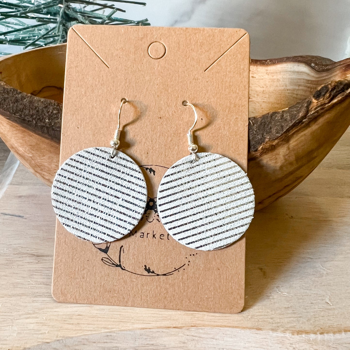 Silver Veverly Leather Earrings