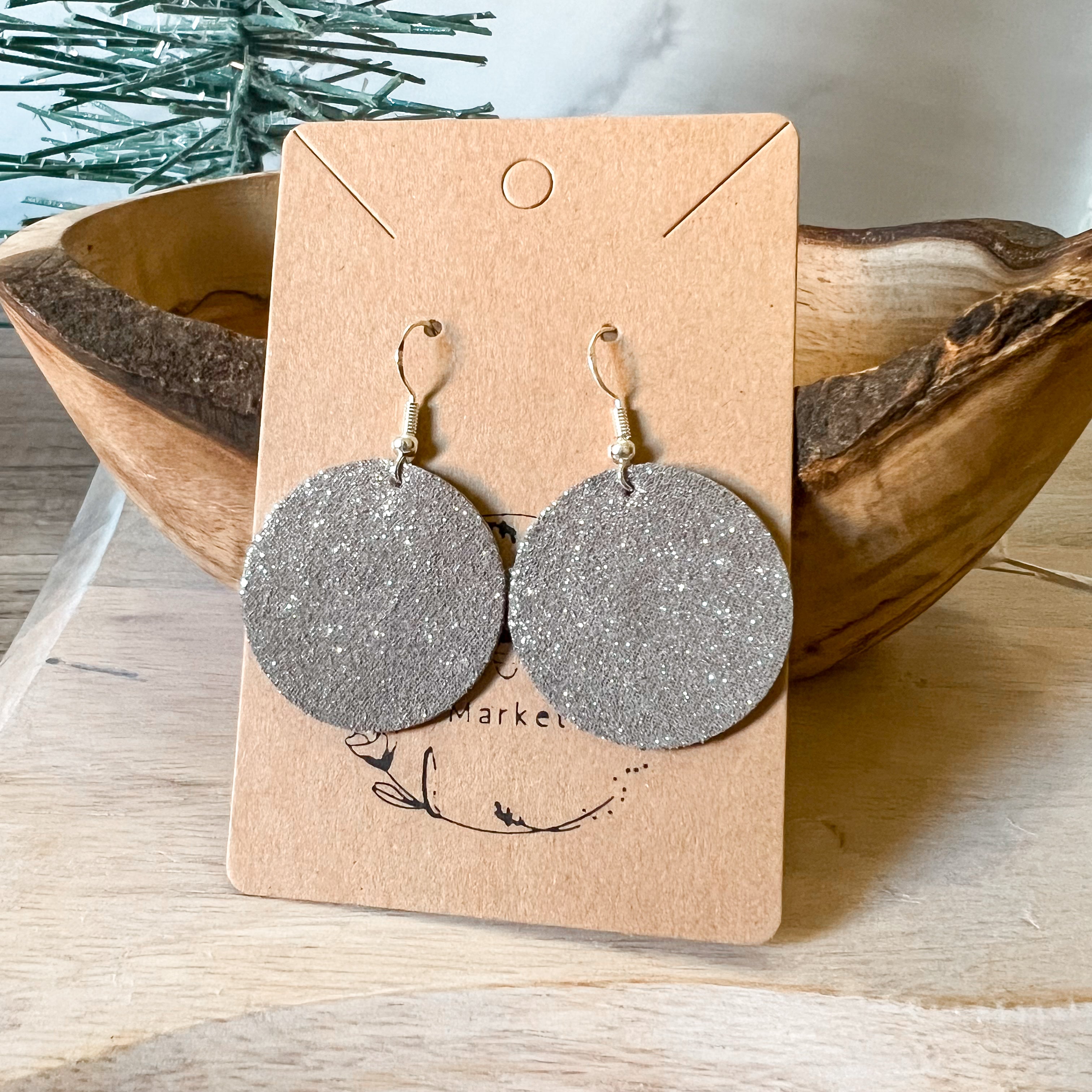 Silver Veverly Leather Earrings
