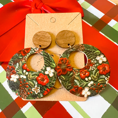 Lucretia Floral Leather Hoop Earrings