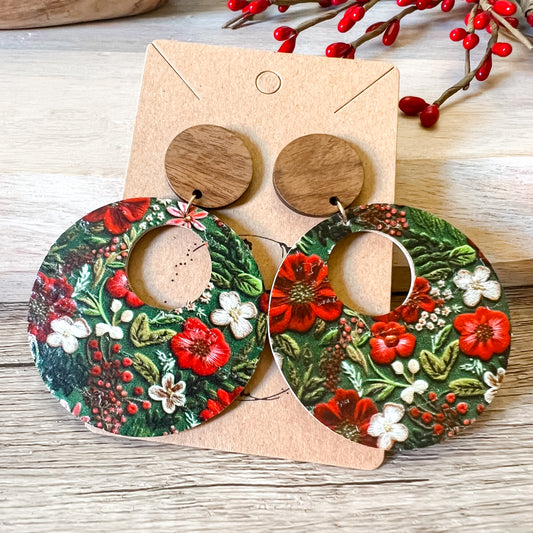 Lucretia Floral Leather Hoop Earrings