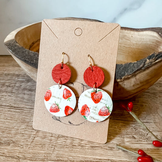 Parkesdale Tiered Round Leather Strawberry Earrings