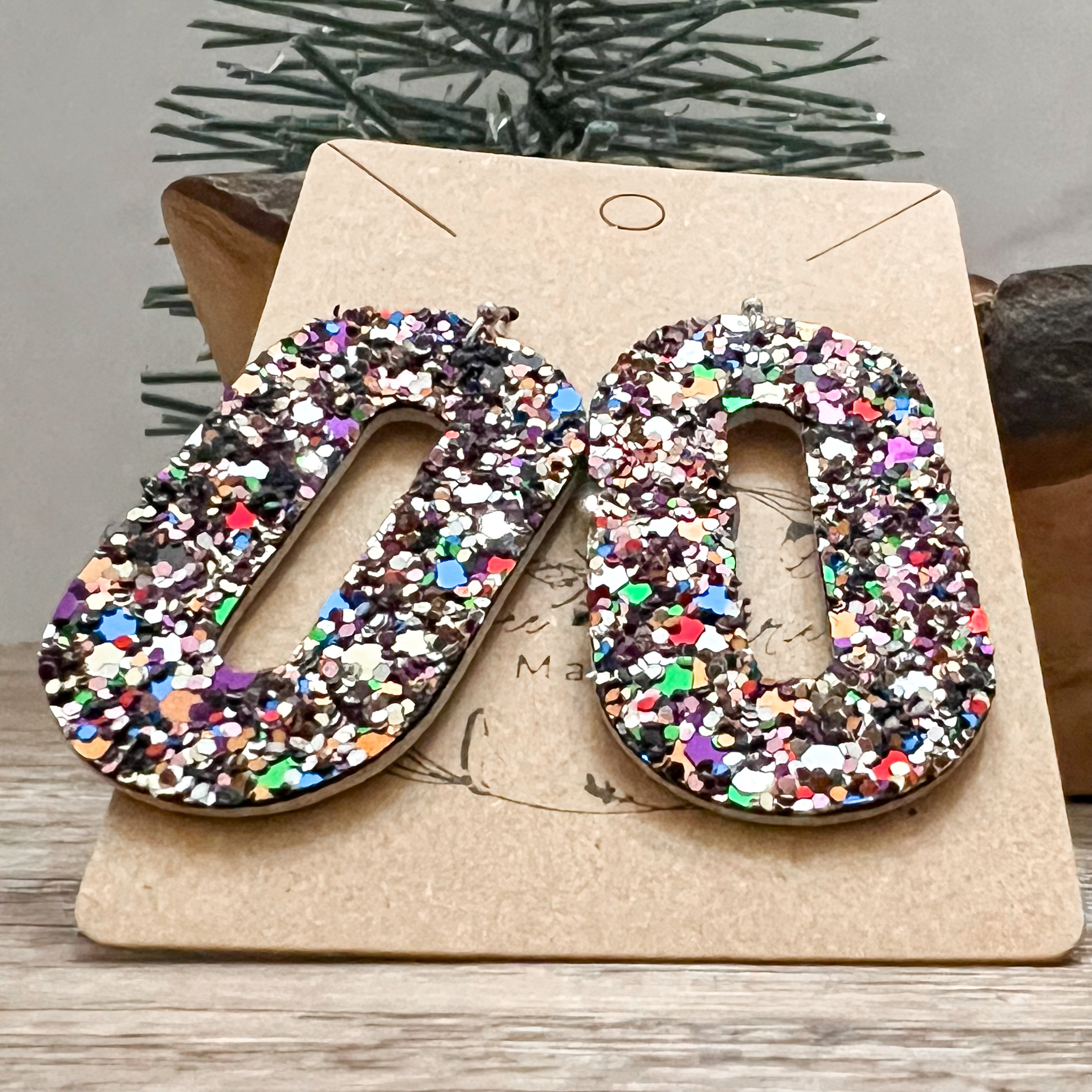 Handmade Oval Lucille Glitter Earrings