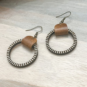 Roxy Leather & Wood Hoop Earrings