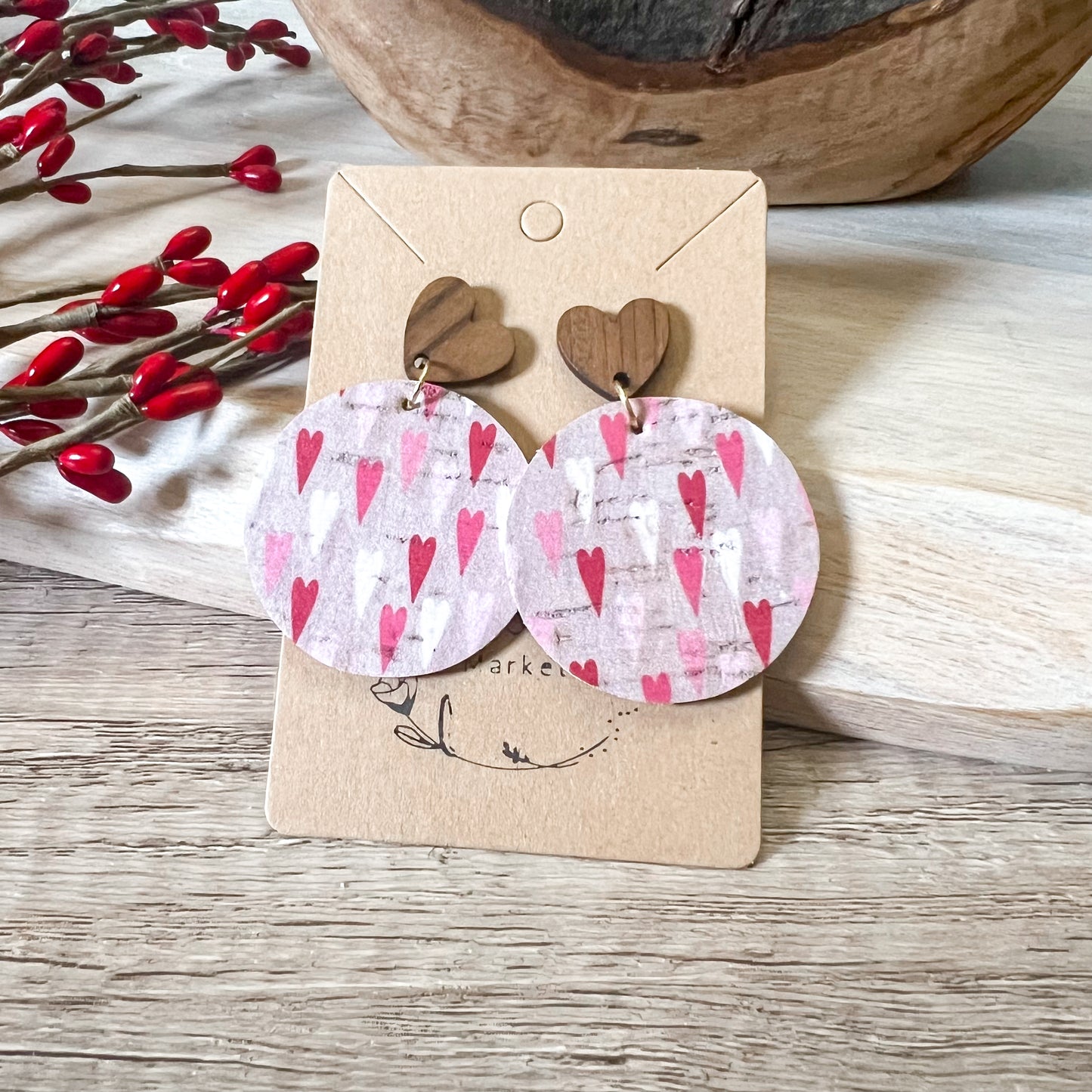 Haley Hearts Round Earrings