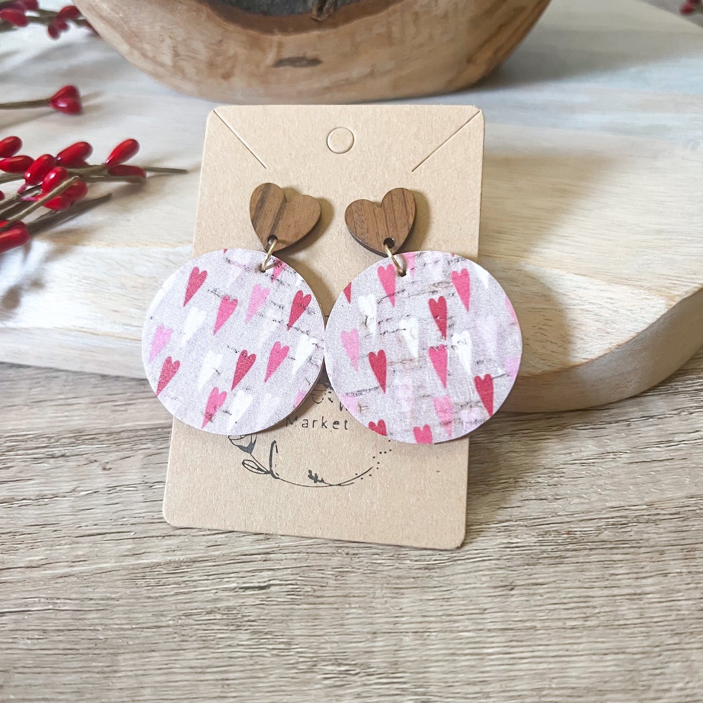 Haley Hearts Round Earrings